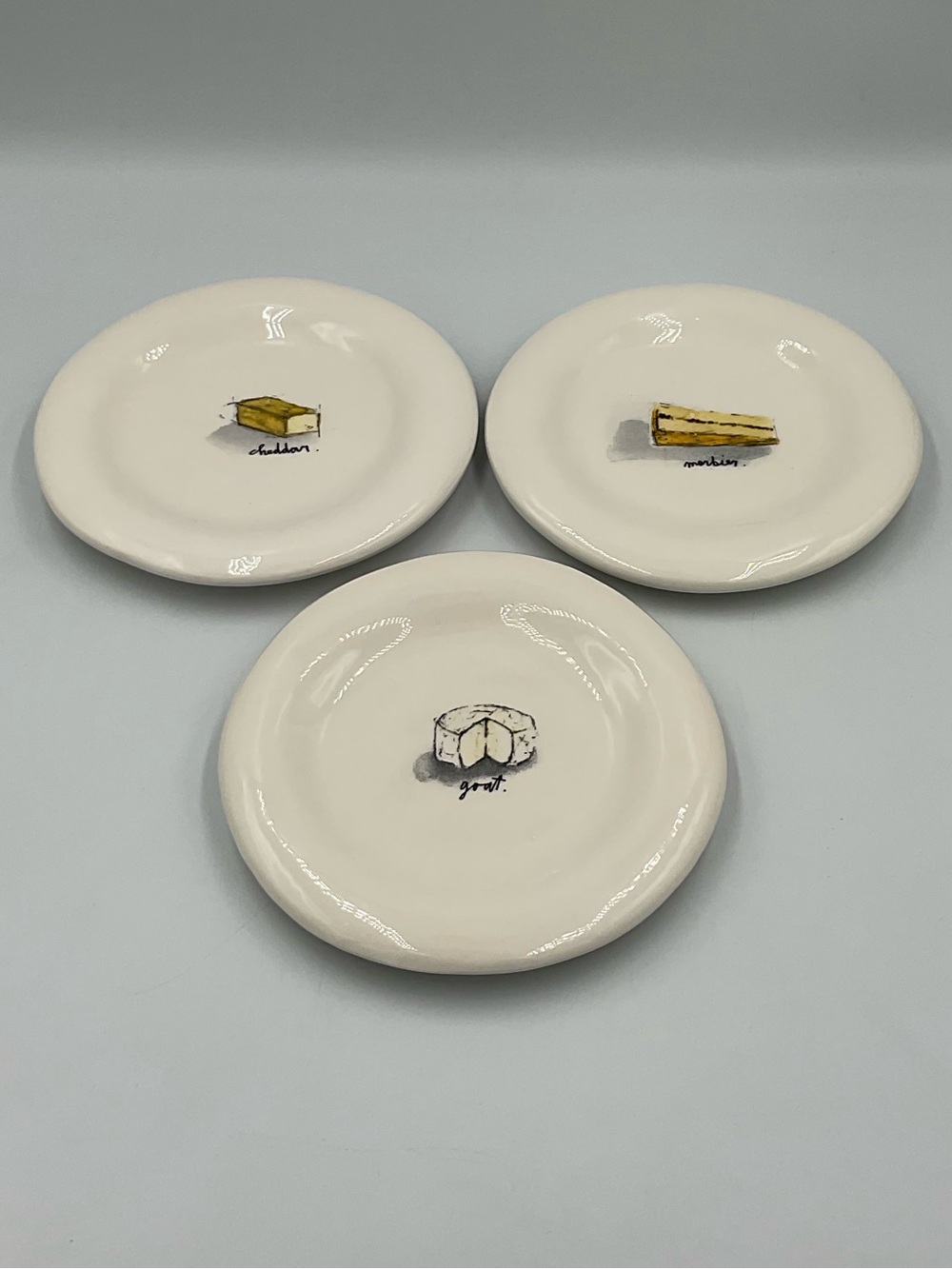 Rae Dunn Cheese Appetizer Plates - Set of 3